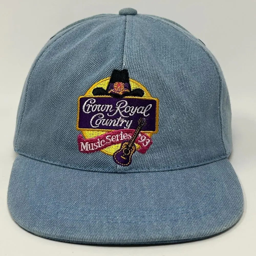 Vintage 90s Crown Royal Country Music Series 93 Hat Baseball Cap Strapback Blue